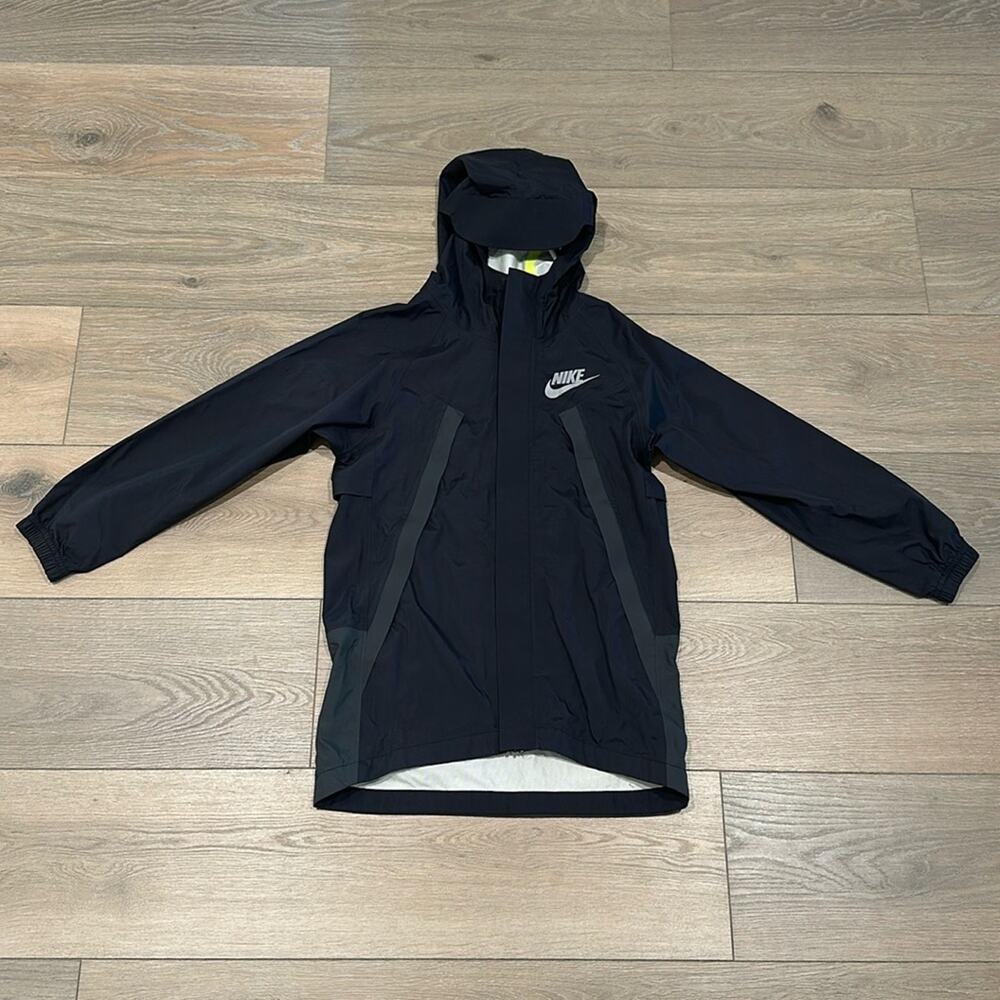 NIKE Black Gray Neon Yellow Waterproof‎ Hooded Full Zipper Jacket Size Small
